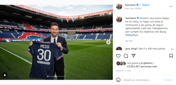 foto de Messi con la camiseta del PSG